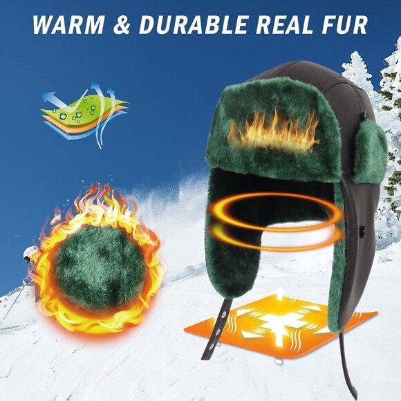 Women\'s Black Hunting Ear Flap Christmas Vacation Trapper Faux Fur Hat main image 4